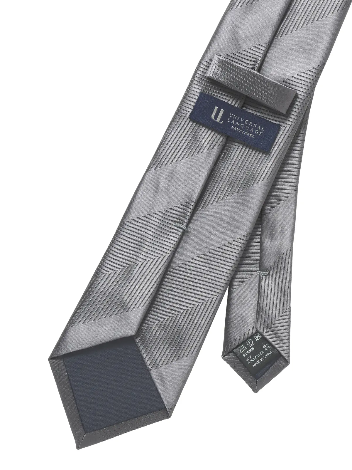 ネクタイ/シルクポリエステル/ヘリンボーン グレー 0