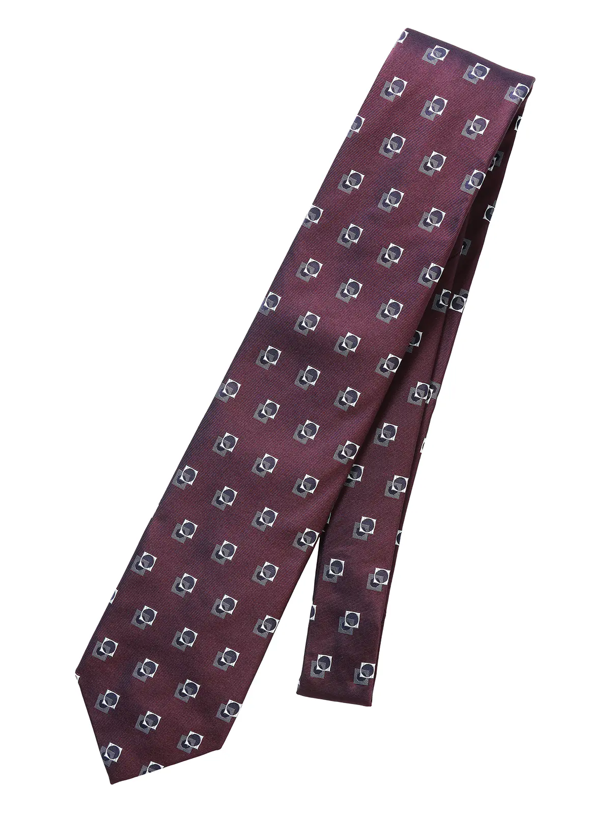 ネクタイ／桐生織／JAPAN MADE／シルク／小紋 ボルドー 0