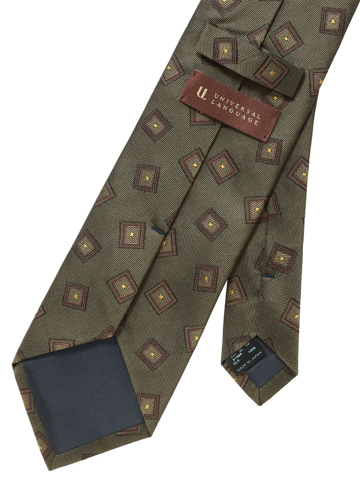 ネクタイ／ふじやま織／JAPAN MADE／シルク／小紋 カーキ 1