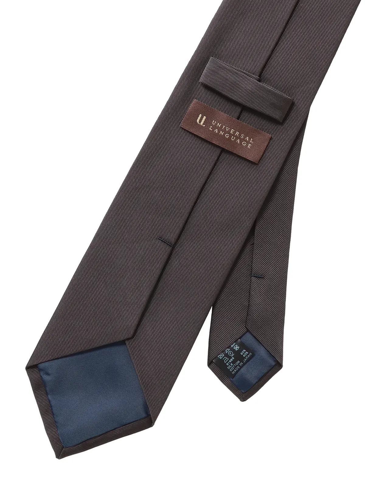 ネクタイ／モガドール／JAPAN MADE／シルクコットン／無地 ブラウン 0