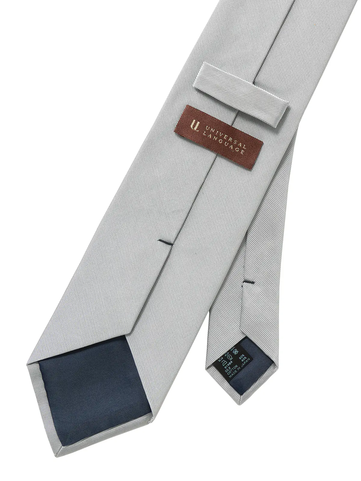 ネクタイ／モガドール／JAPAN MADE／シルクコットン／無地 シルバー 0