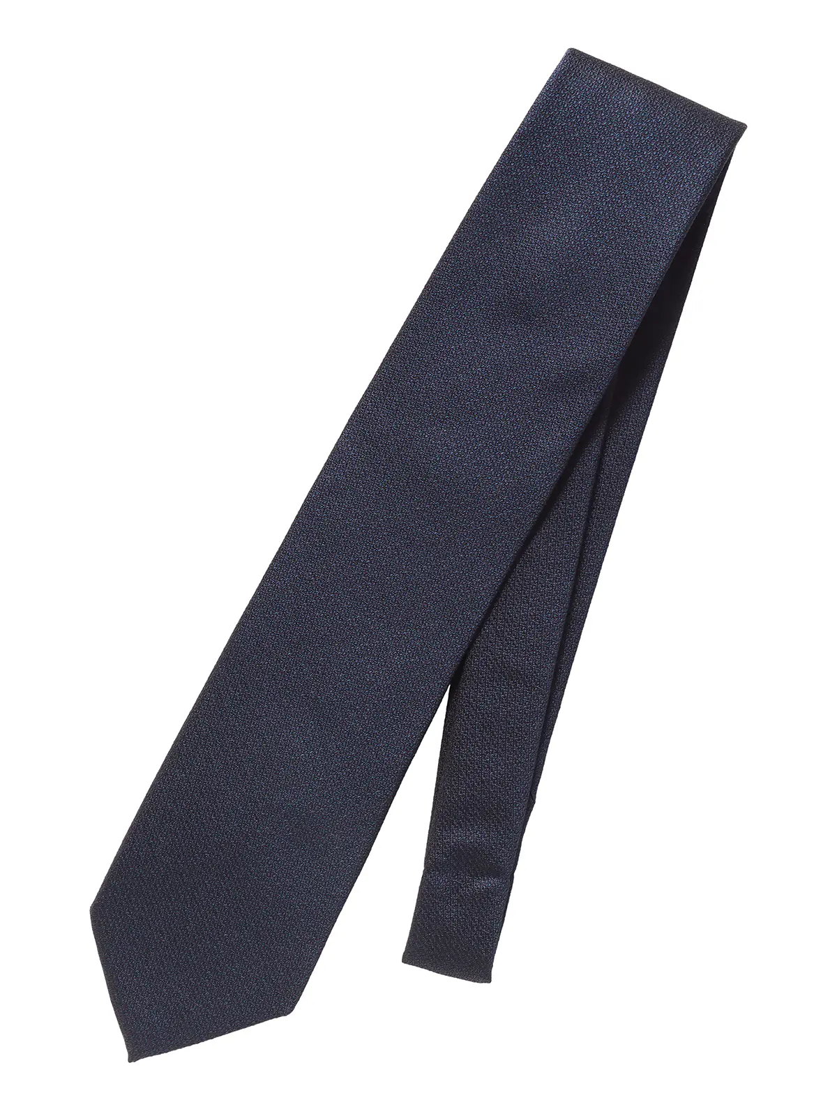 ネクタイ／ふじやま織／JAPAN MADE／シルク／無地 ネイビー 0