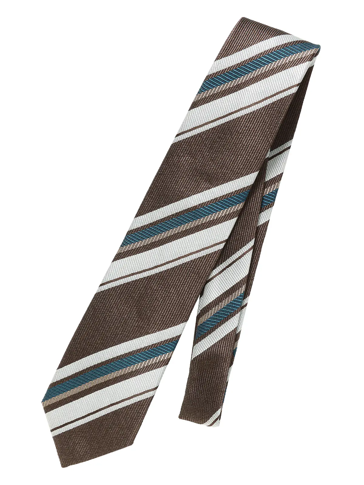 ネクタイ／ふじやま織／JAPAN MADE／シルク／ストライプ ブラウン 0