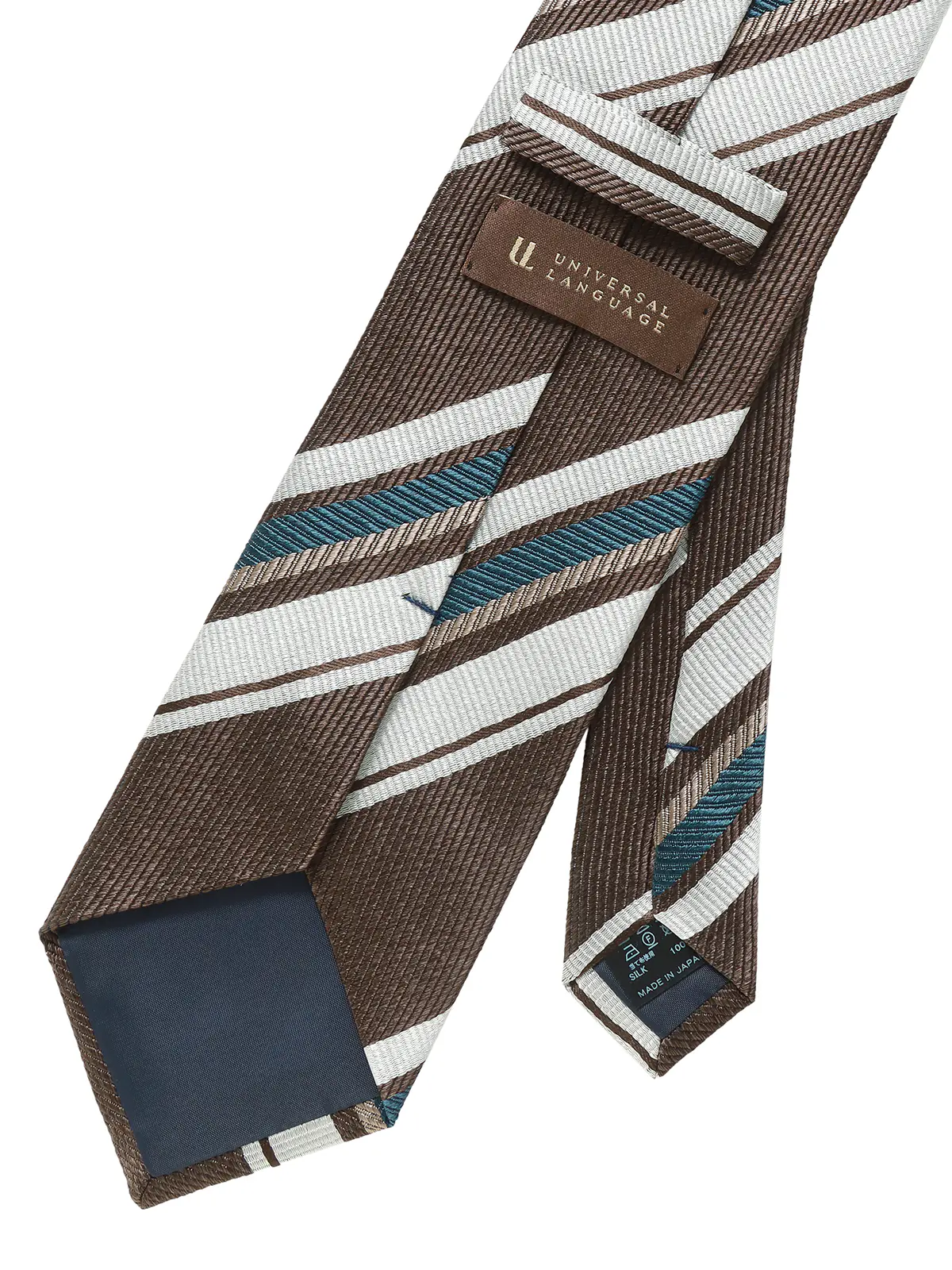 ネクタイ／ふじやま織／JAPAN MADE／シルク／ストライプ ブラウン 0