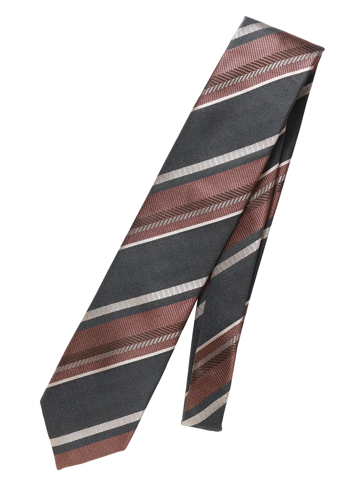 ネクタイ／ふじやま織／JAPAN MADE／シルク／ストライプ グレー 0