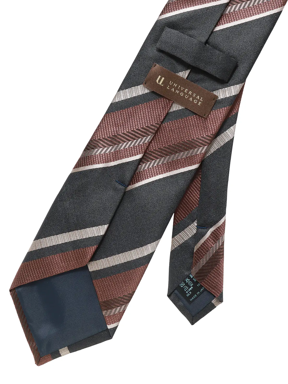 ネクタイ／ふじやま織／JAPAN MADE／シルク／ストライプ グレー 0