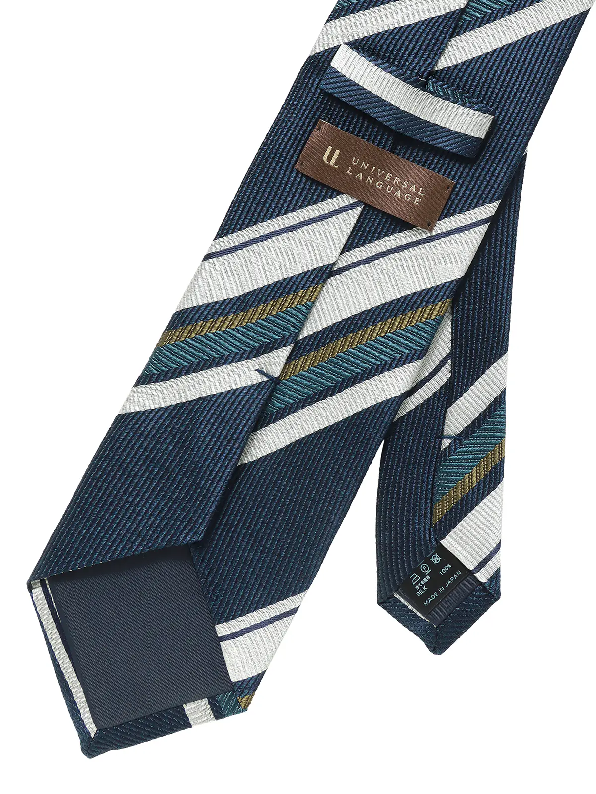 ネクタイ／ふじやま織／JAPAN MADE／シルク／ストライプ ネイビー 0