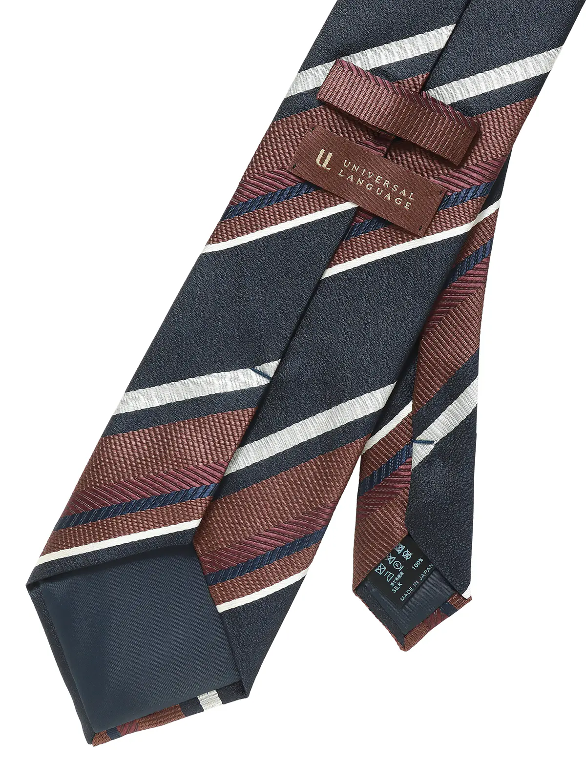 ネクタイ／ふじやま織／JAPAN MADE／シルク／ストライプ ネイビー 2