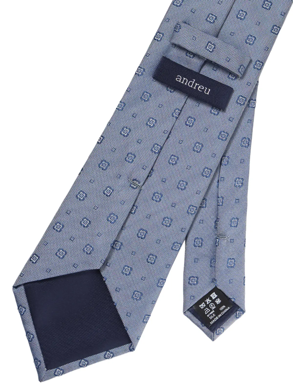 ネクタイ／andreu.barcelona／シルク／小紋 サックス 0
