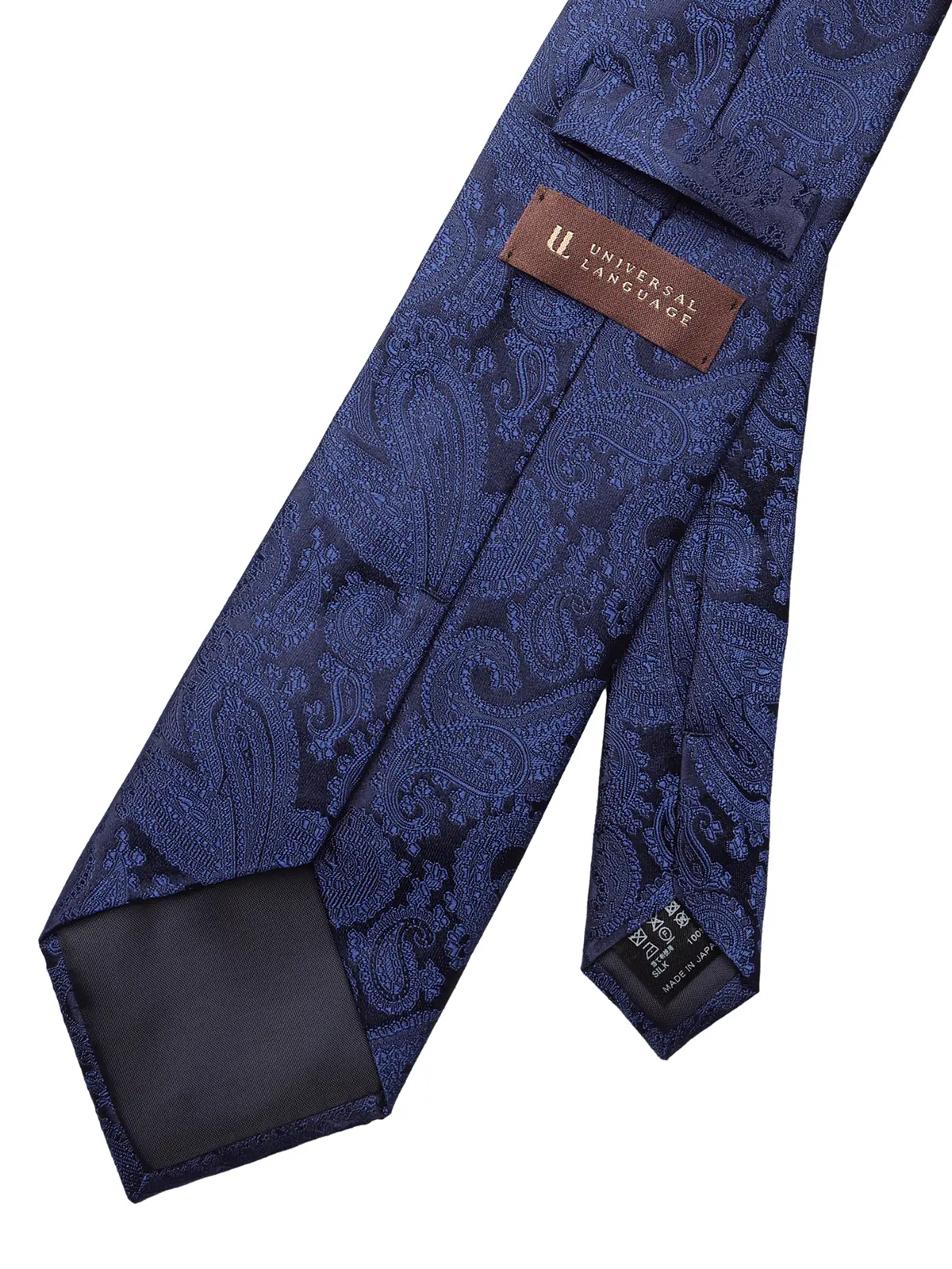 ネクタイ／ふじやま織／JAPAN MADE／シルク／ペイズリー ネイビー 1