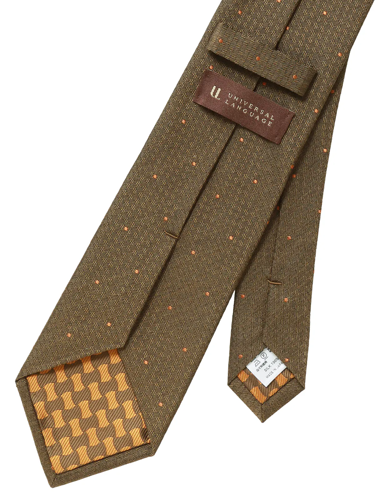 ネクタイ/裏勝り/JAPAN MADE/シルク/ドット ブラウン 0