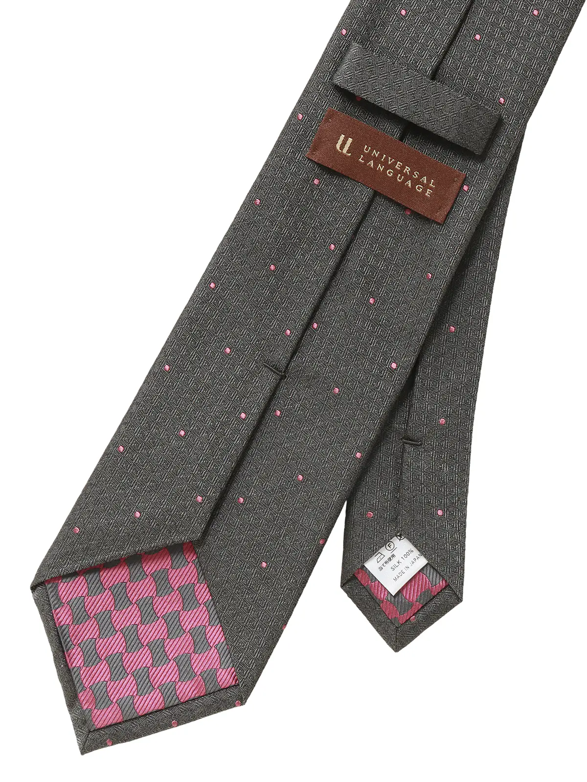 ネクタイ／裏勝り／JAPAN MADE／シルク／ドット グレー 0