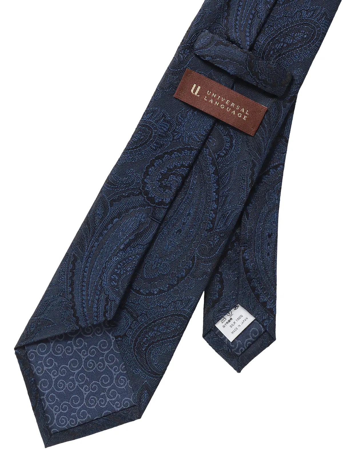 ネクタイ／裏勝り／JAPAN MADE／シルク／ペイズリー ネイビー 2