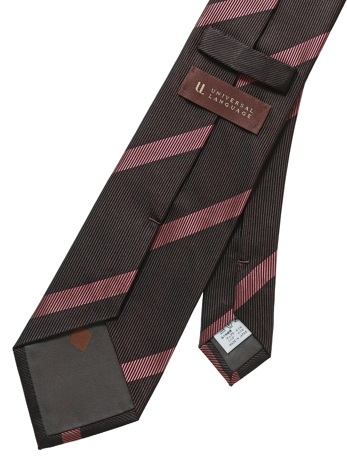 ネクタイ／JAPAN MADE／Bemberg／キュプラシルク／ストライプ ブラウン 0