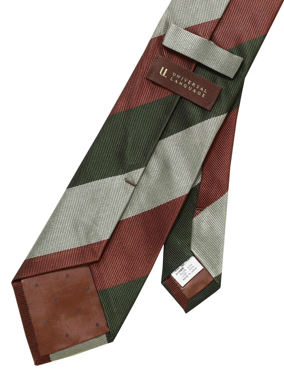 ネクタイ／JAPAN MADE／Bemberg／キュプラシルク／ストライプ ブラウン 1