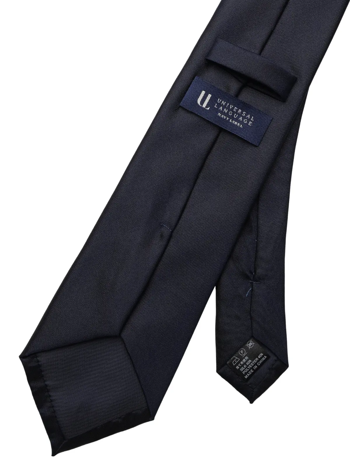 ネクタイ／シルクポリエステル／無地 ネイビー 0