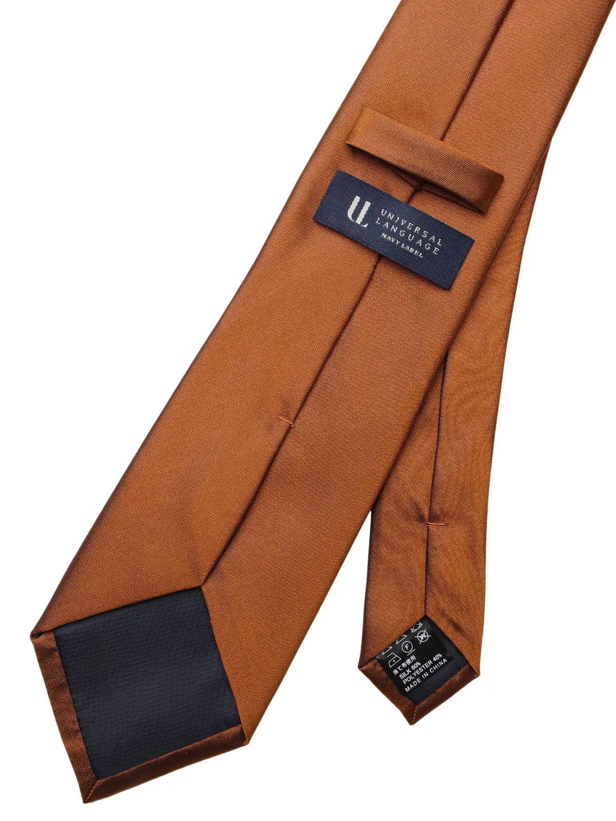 ネクタイ／シルクポリエステル／無地 オレンジ 0