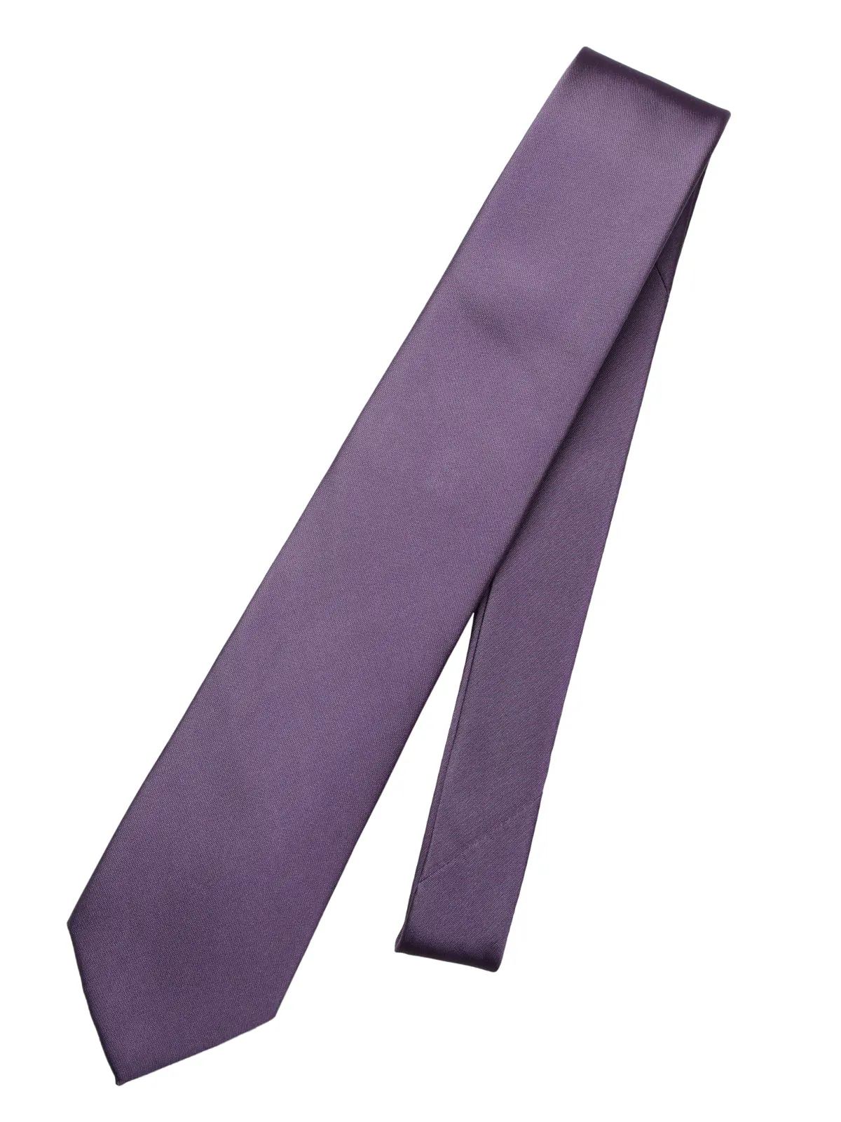 ネクタイ／シルクポリエステル／無地 パープル 0