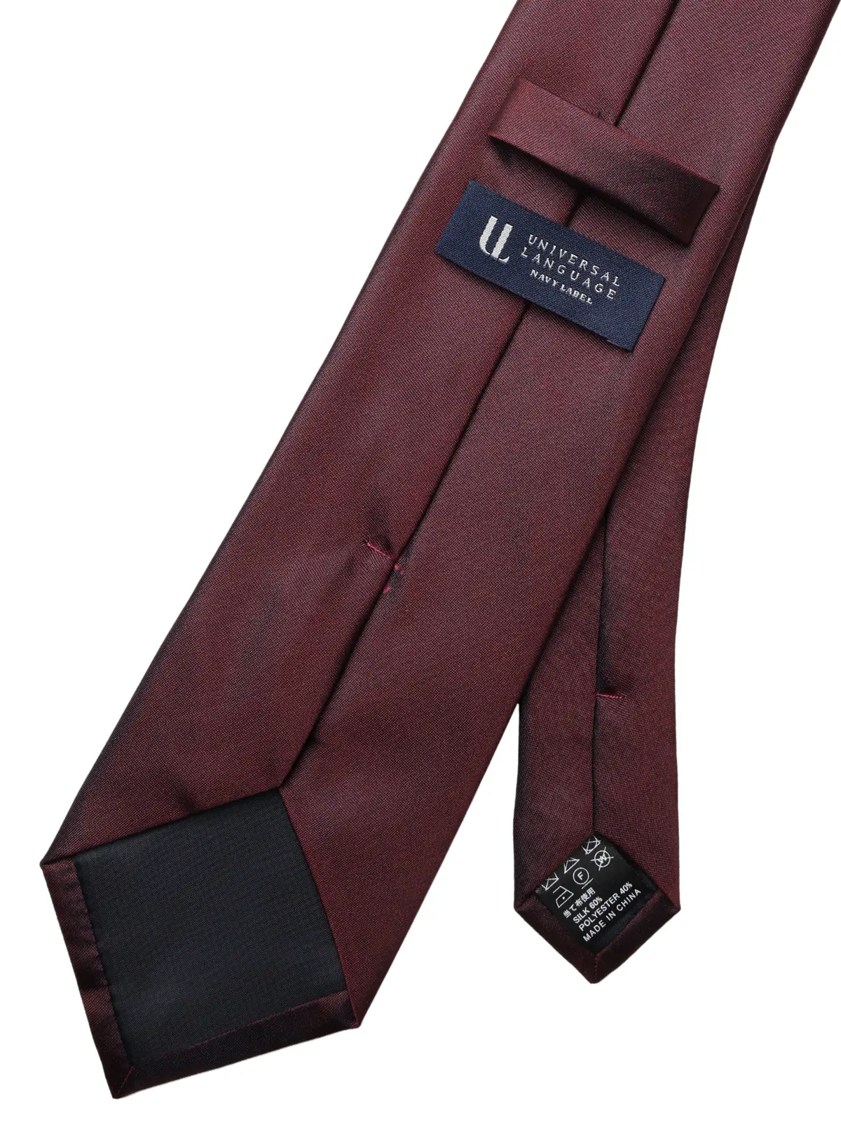 ネクタイ／シルクポリエステル／無地 ワイン 0