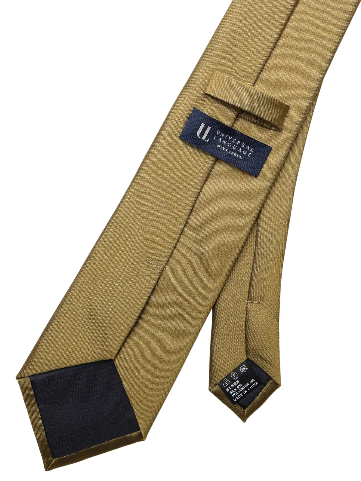 ネクタイ／シルクポリエステル／無地 イエロー 0