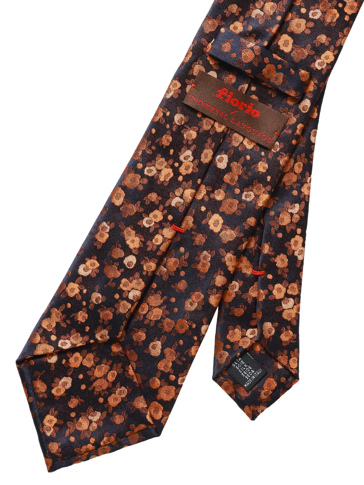 ネクタイ／fiorio／シルク／総柄 ネイビー 0