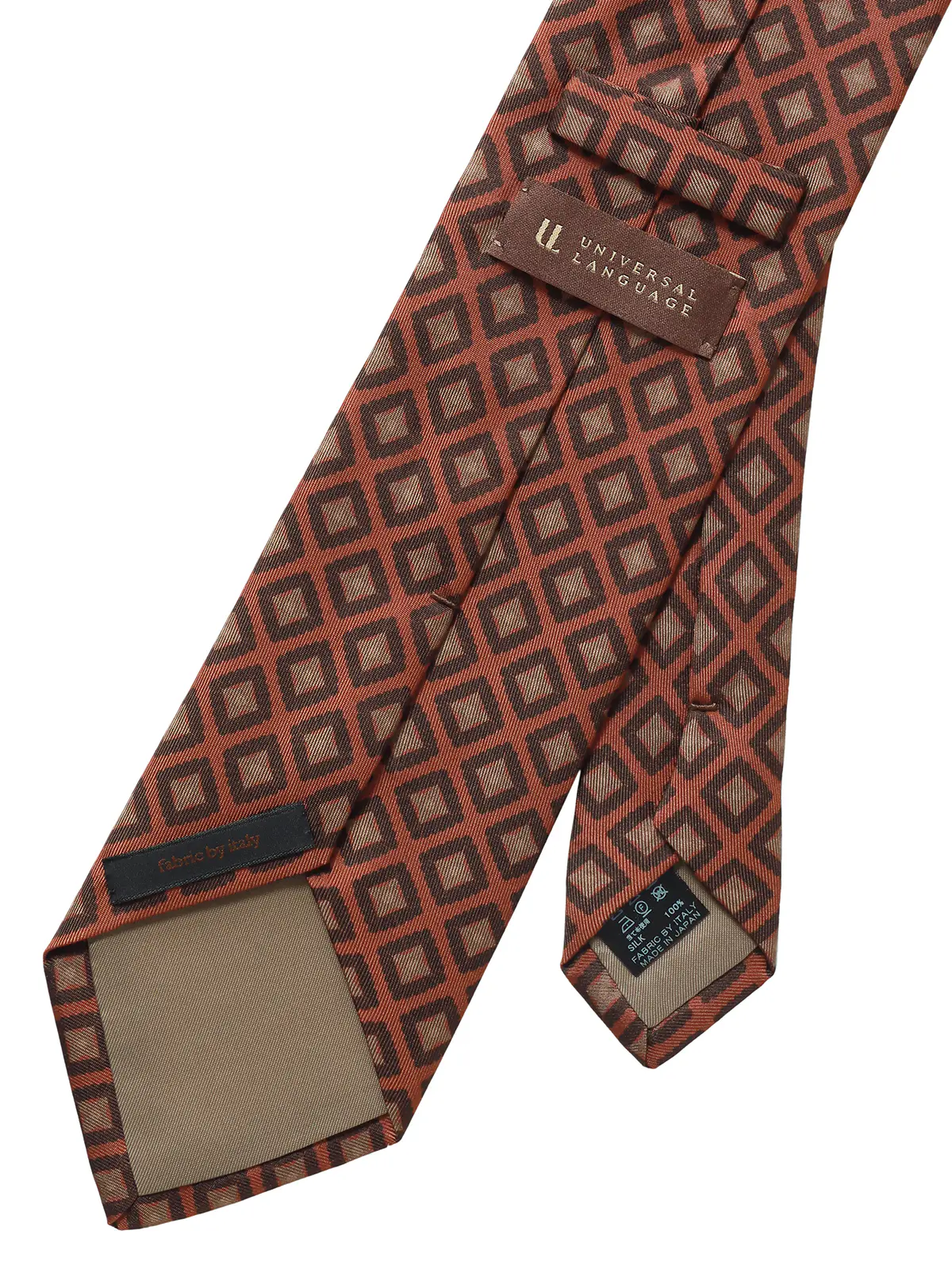 ネクタイ／Fabric by ITALY／JAPAN MADE／シルク／小紋 ブラウン 0