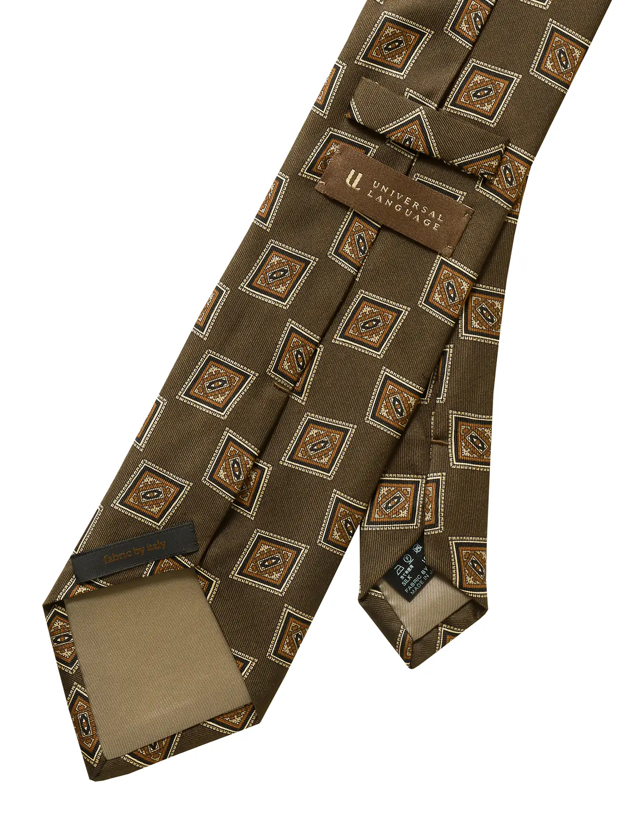 ネクタイ／Fabric by ITALY／シルク／小紋 ブラウン 0