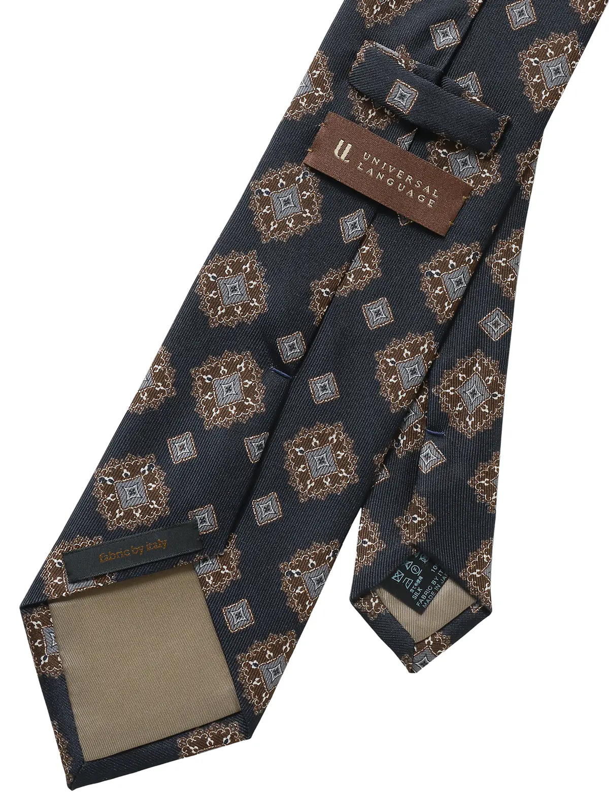 ネクタイ／Fabric by ITALY／JAPAN MADE／シルク／小紋 ネイビー 0