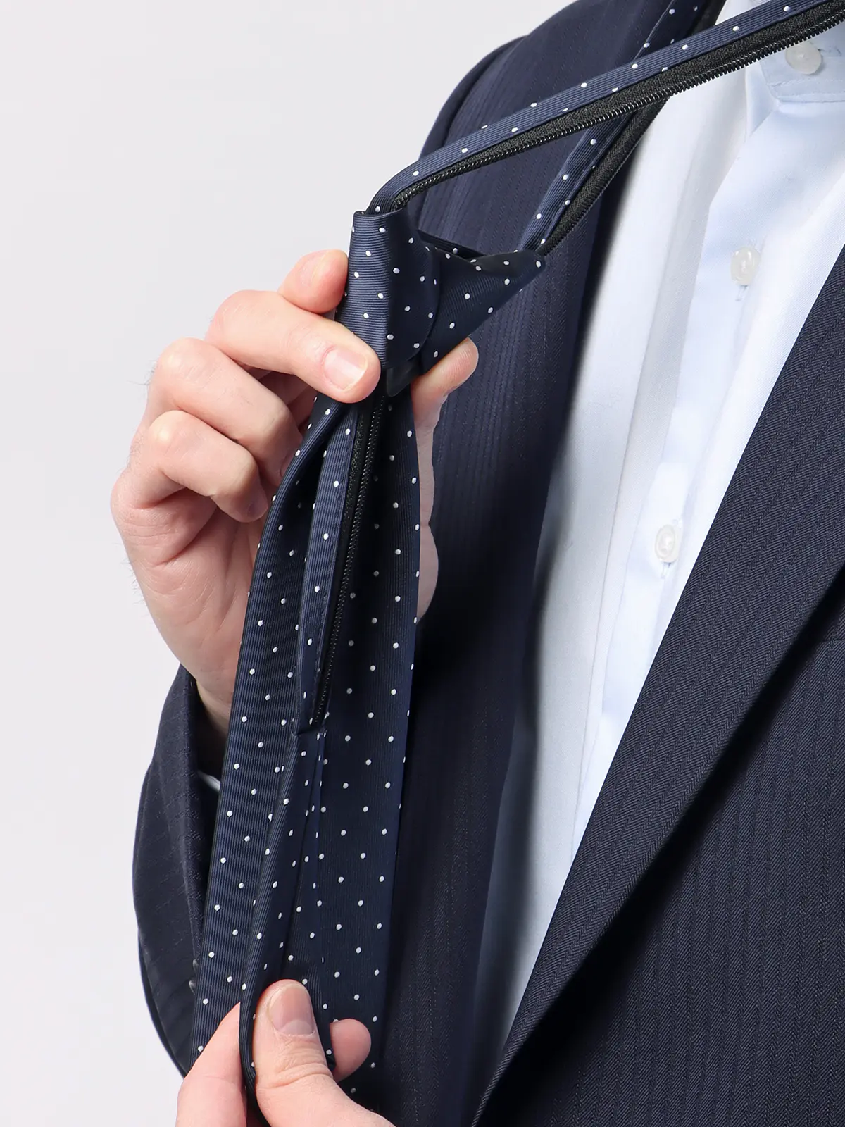 ワンタッチネクタイ/ウォッシャブル/ポリエステル/ドット ネイビー 0