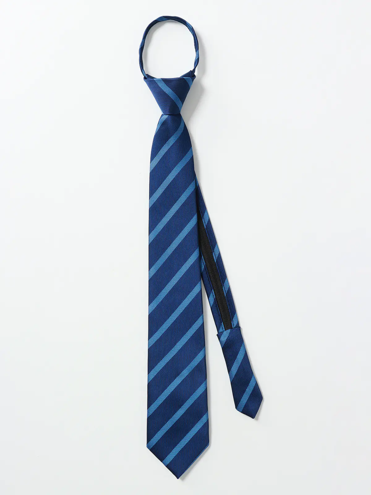 ワンタッチネクタイ／ウォッシャブル／ポリエステル／ストライプ ブルー 0