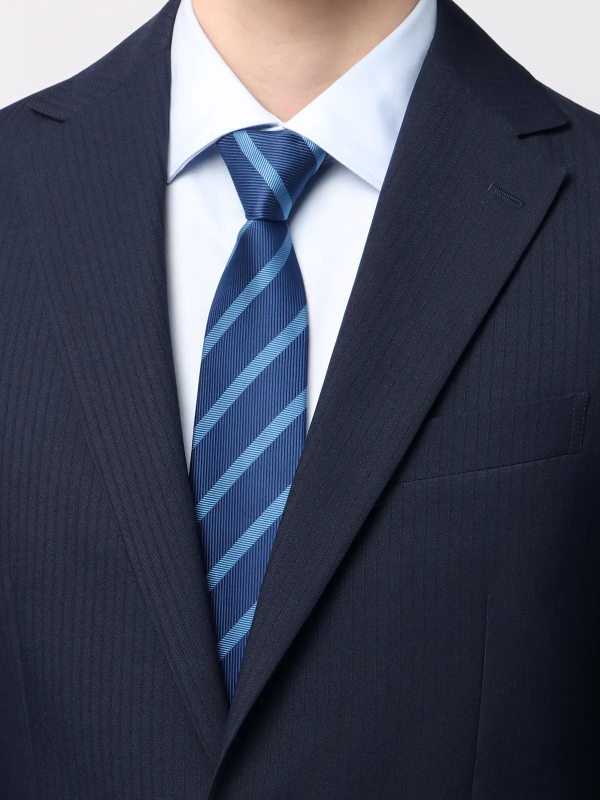 ワンタッチネクタイ／ウォッシャブル／ポリエステル／ストライプ ブルー 0