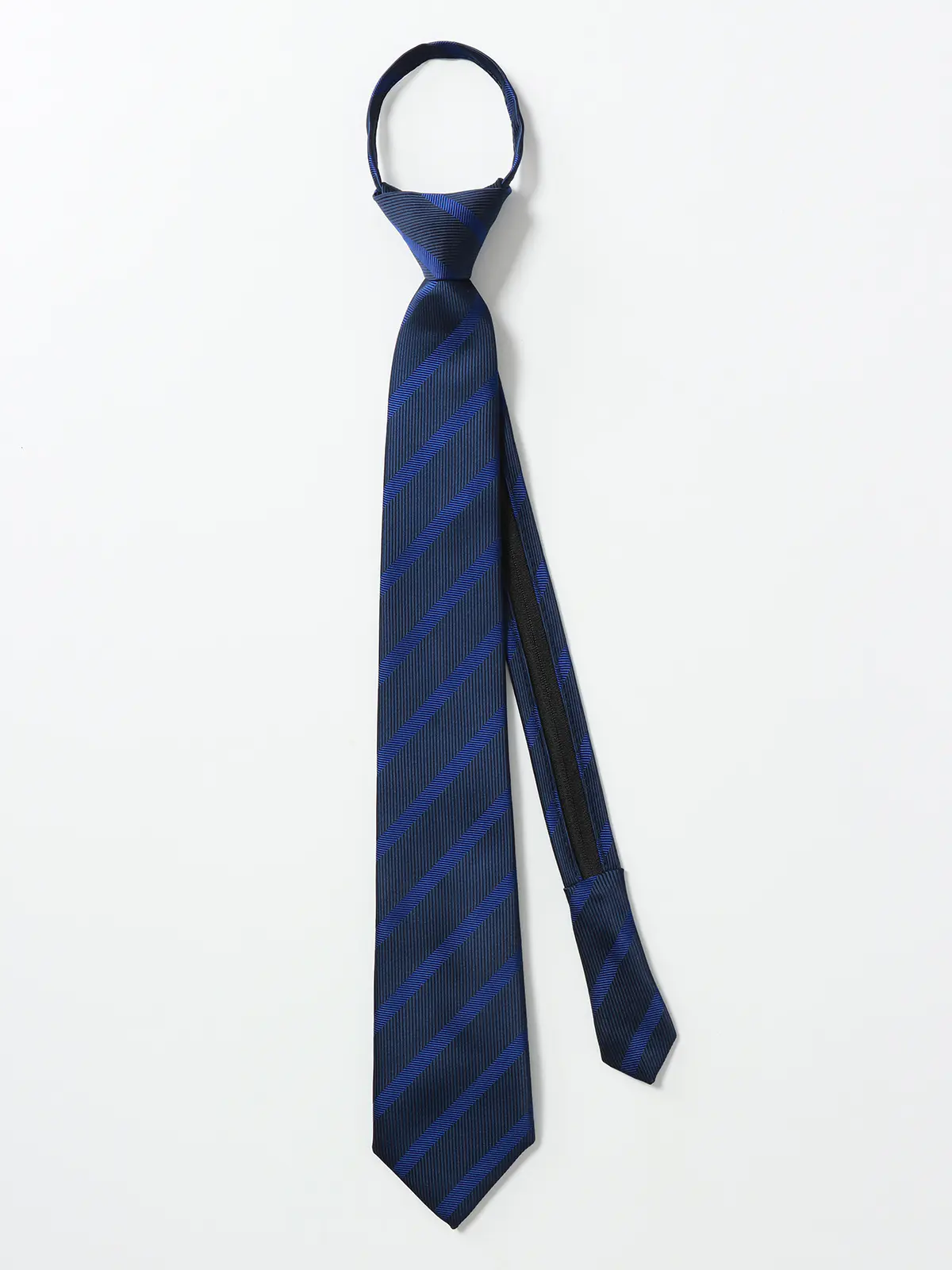 ワンタッチネクタイ／ウォッシャブル／ポリエステル／ストライプ ネイビー 0