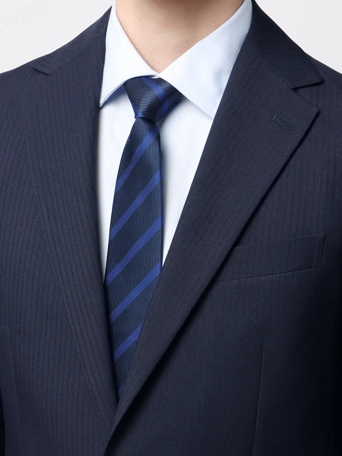 ワンタッチネクタイ／ウォッシャブル／ポリエステル／ストライプ ネイビー 0