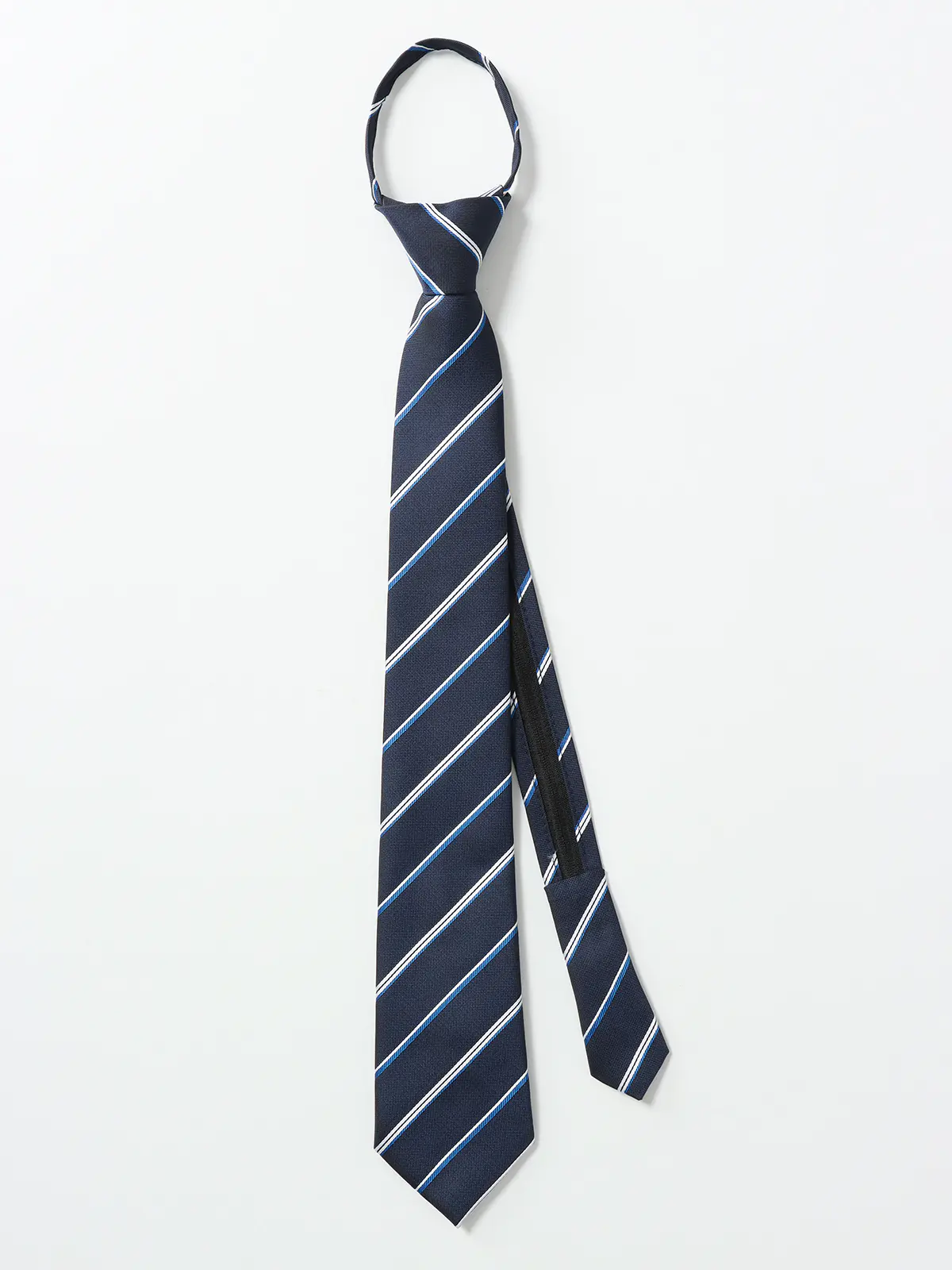 ワンタッチネクタイ／ウォッシャブル／ポリエステル／ストライプ ネイビー 0