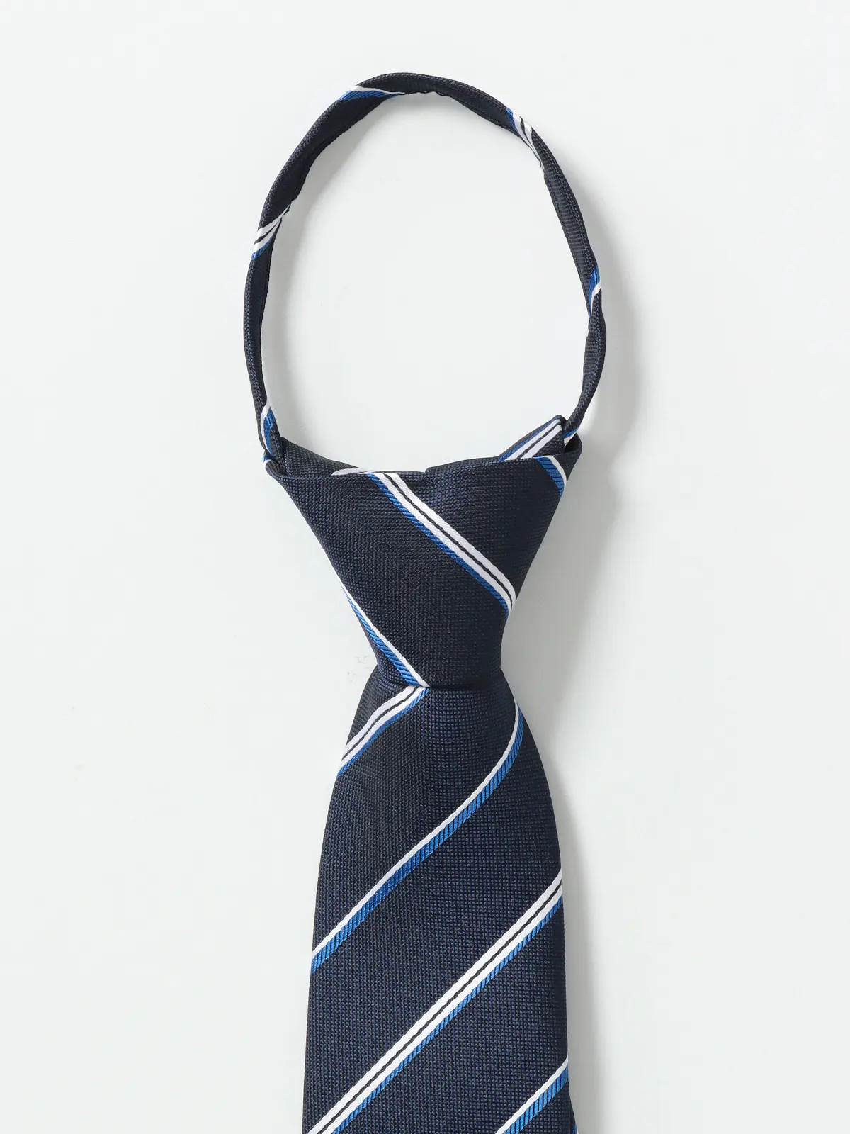 ワンタッチネクタイ／ウォッシャブル／ポリエステル／ストライプ ネイビー 0