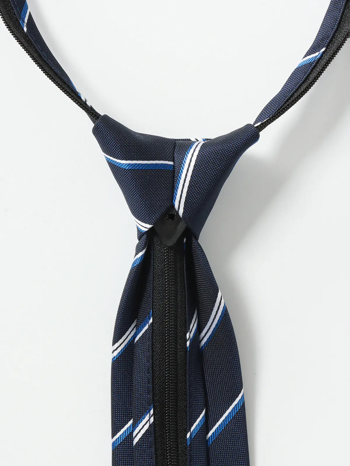 ワンタッチネクタイ／ウォッシャブル／ポリエステル／ストライプ ネイビー 0