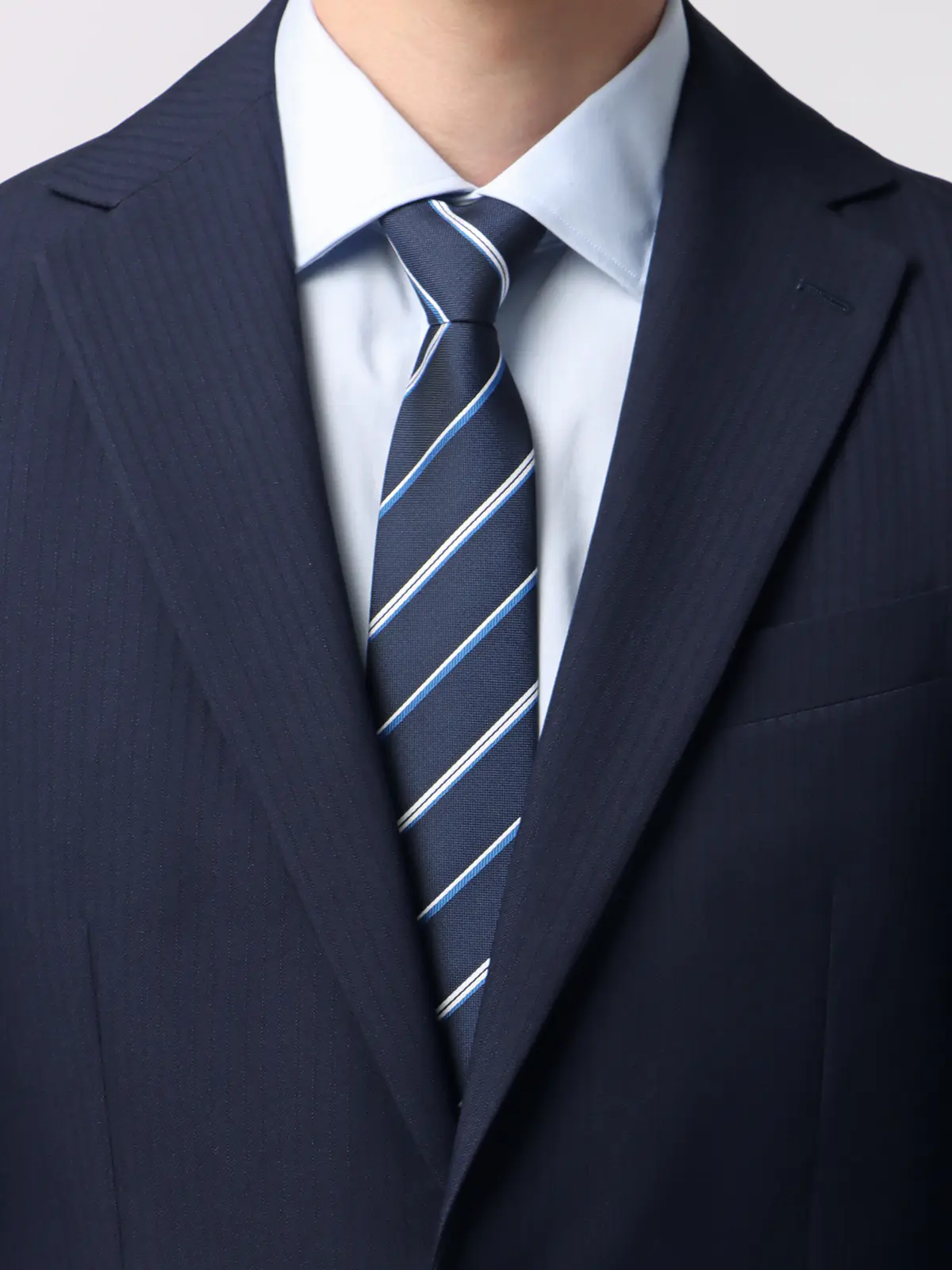 ワンタッチネクタイ／ウォッシャブル／ポリエステル／ストライプ ネイビー 0