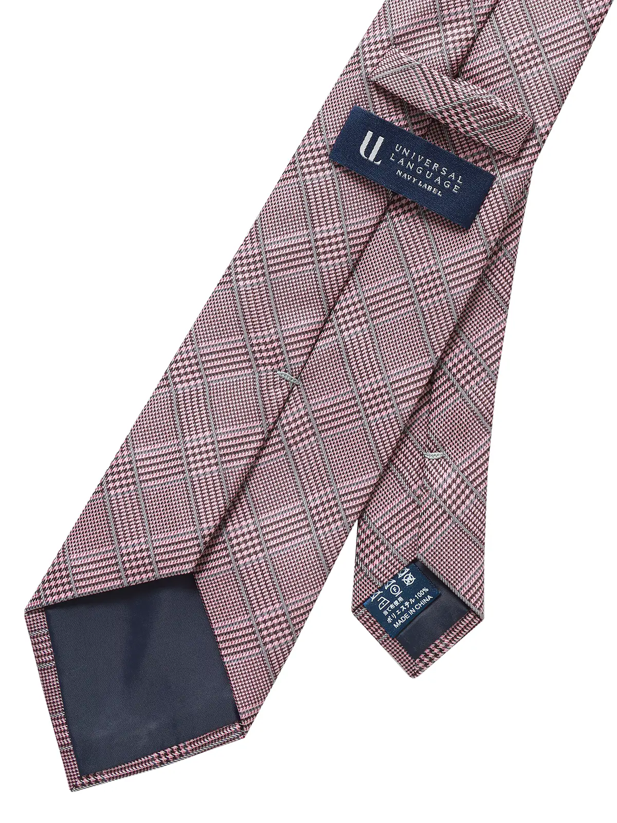 ネクタイ／ポリエステル／グレンチェック ピンク 0