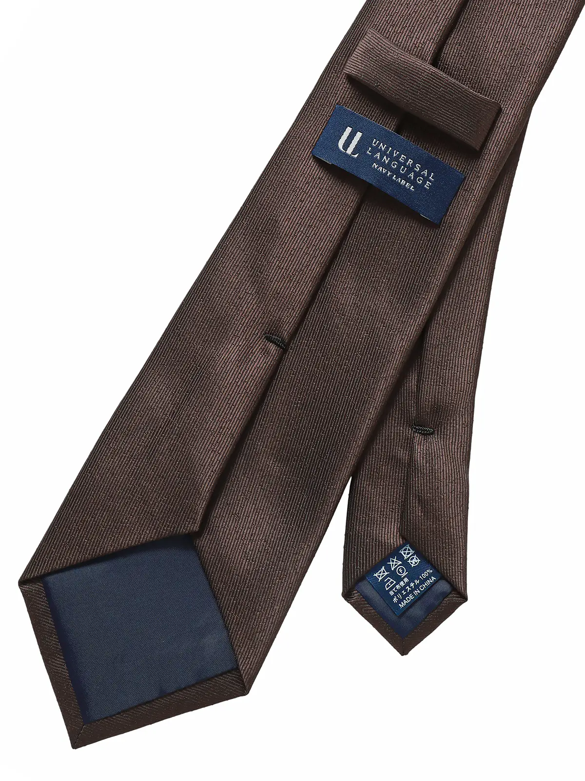 ネクタイ/ポリエステル/無地 ブラウン 0