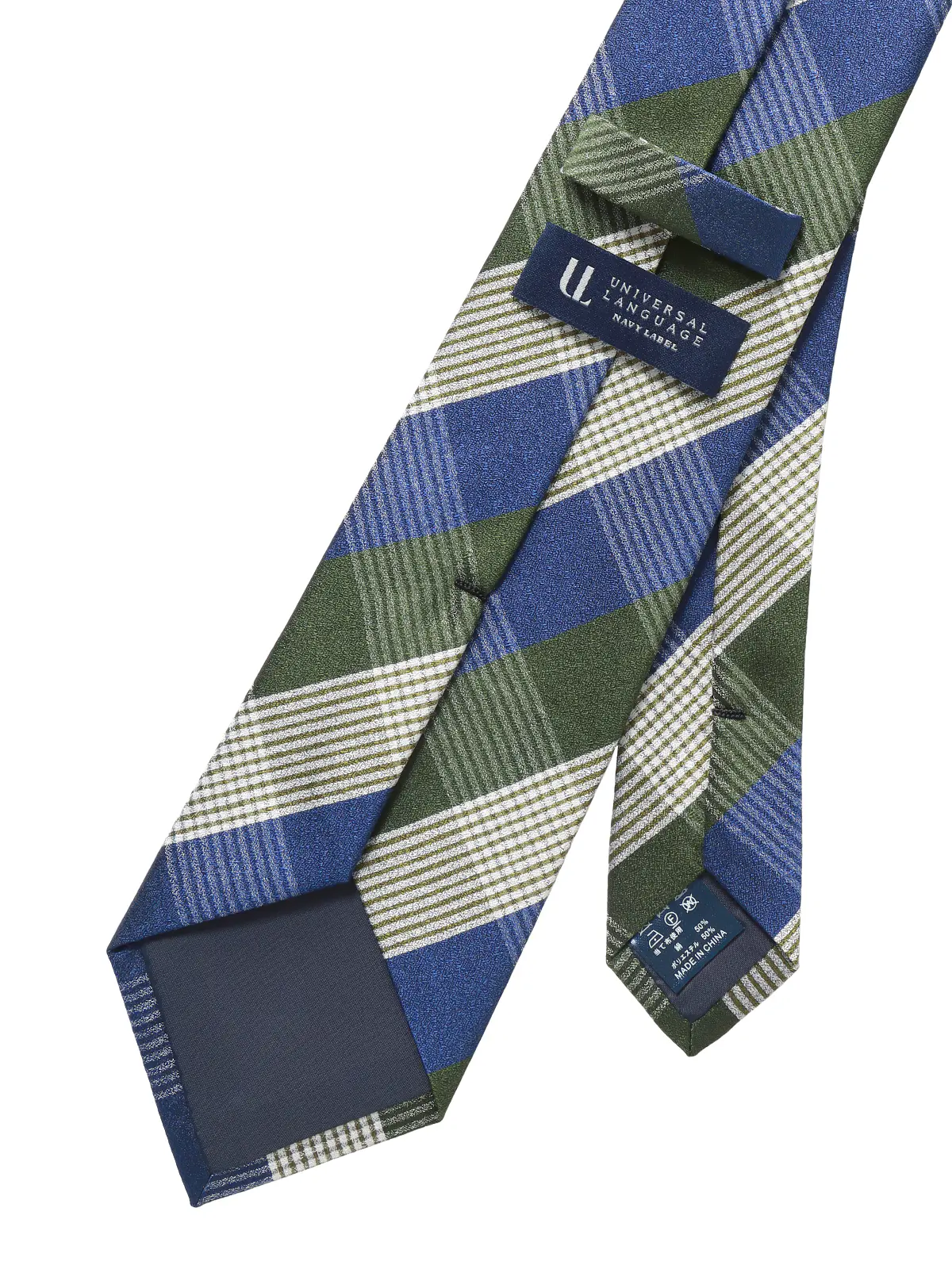 ネクタイ／シルクポリエステル／チェック グリーン 0