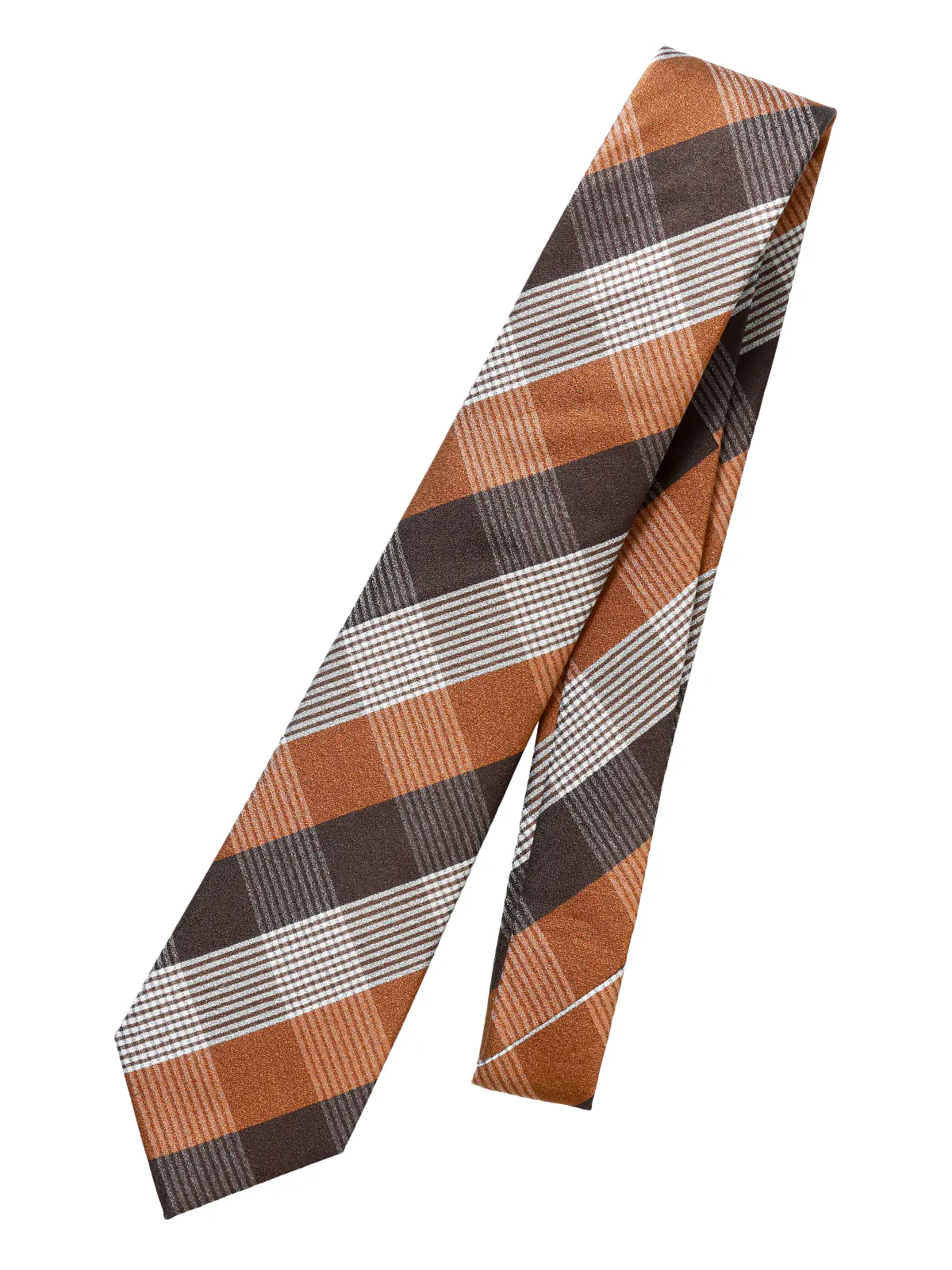 ネクタイ／シルクポリエステル／チェック オレンジ 0