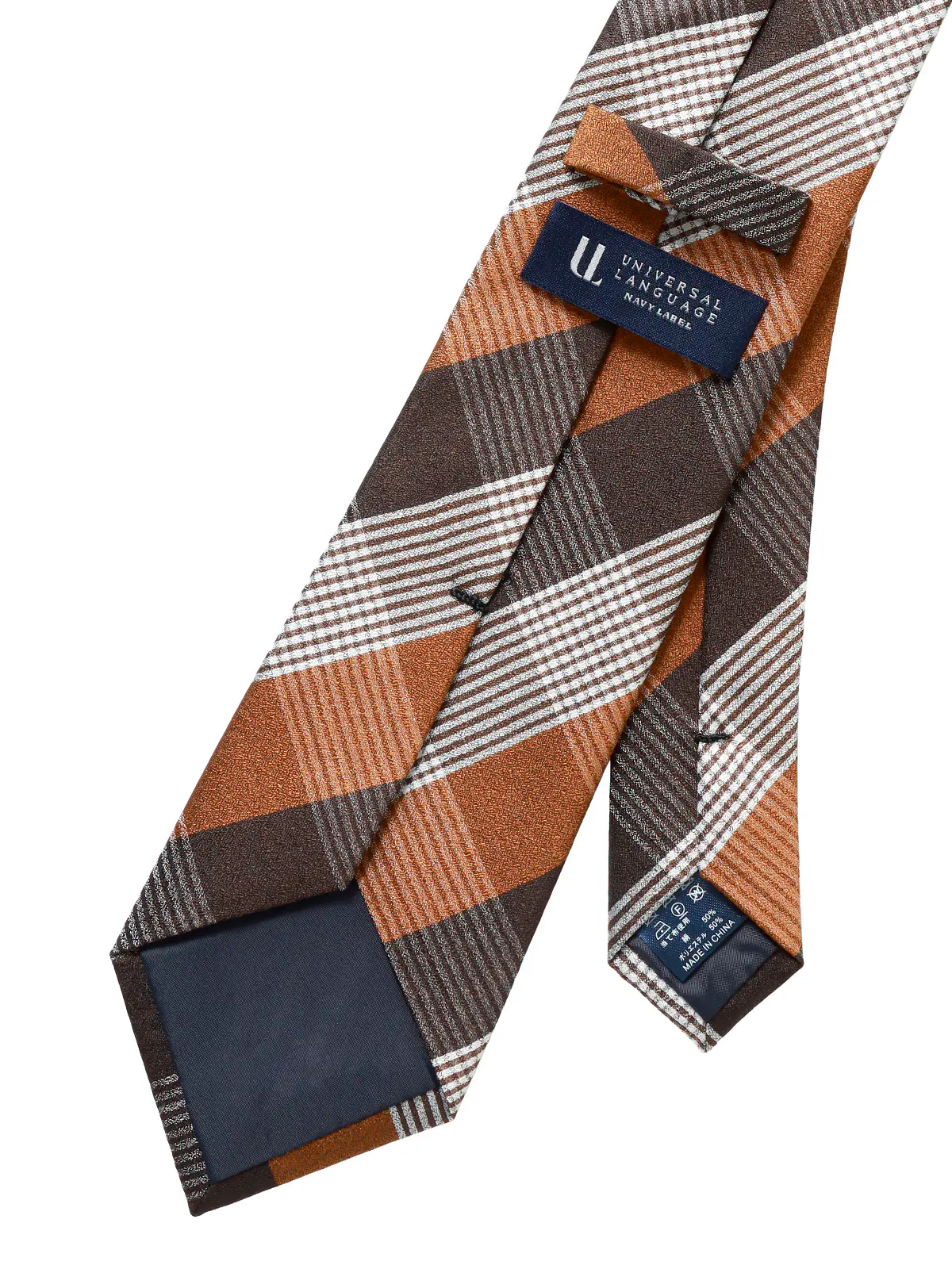 ネクタイ／シルクポリエステル／チェック オレンジ 0