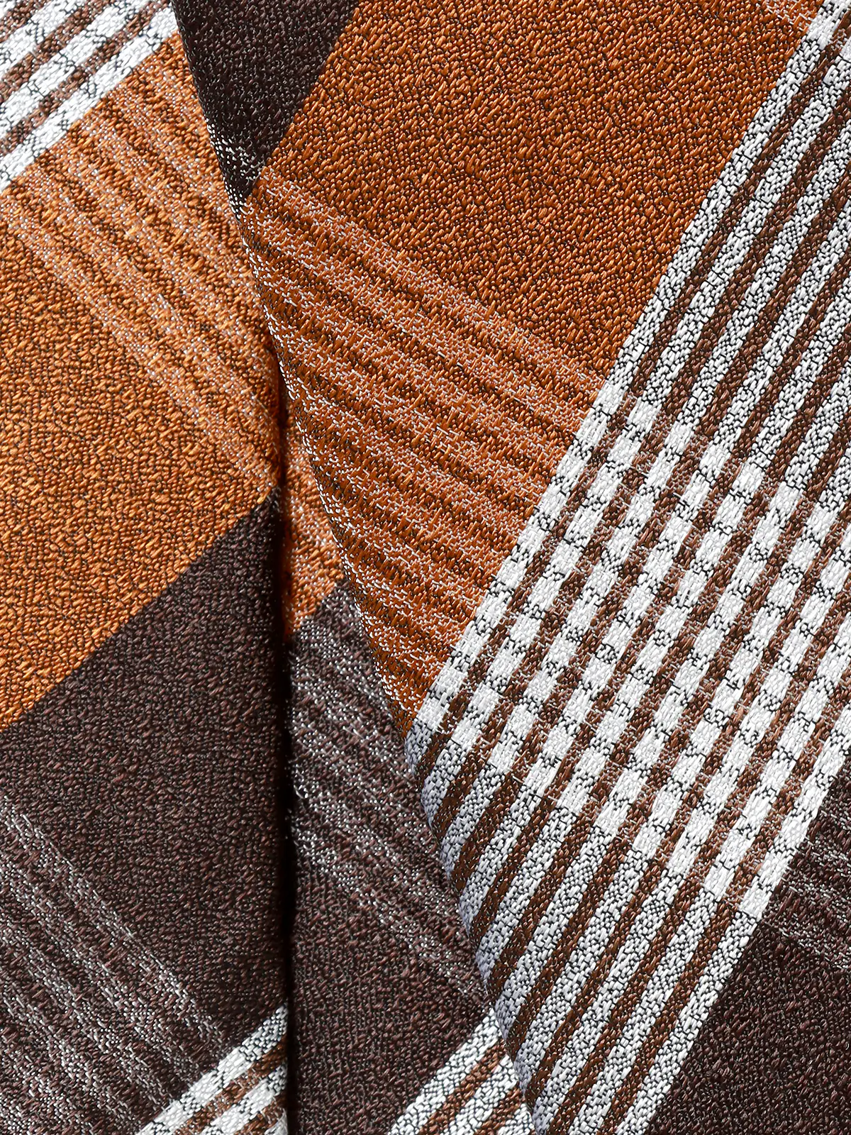 ネクタイ／シルクポリエステル／チェック オレンジ 0