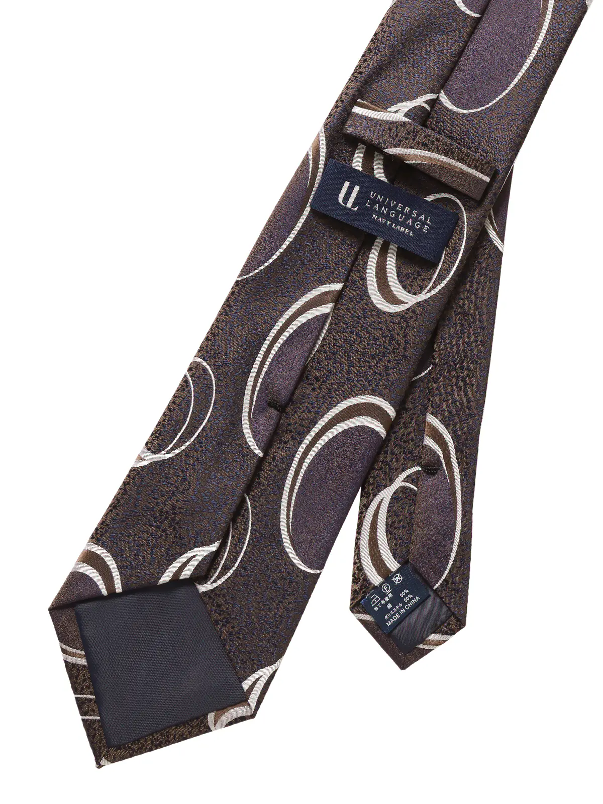 ネクタイ／シルクポリエステル／総柄 ブラウン 0