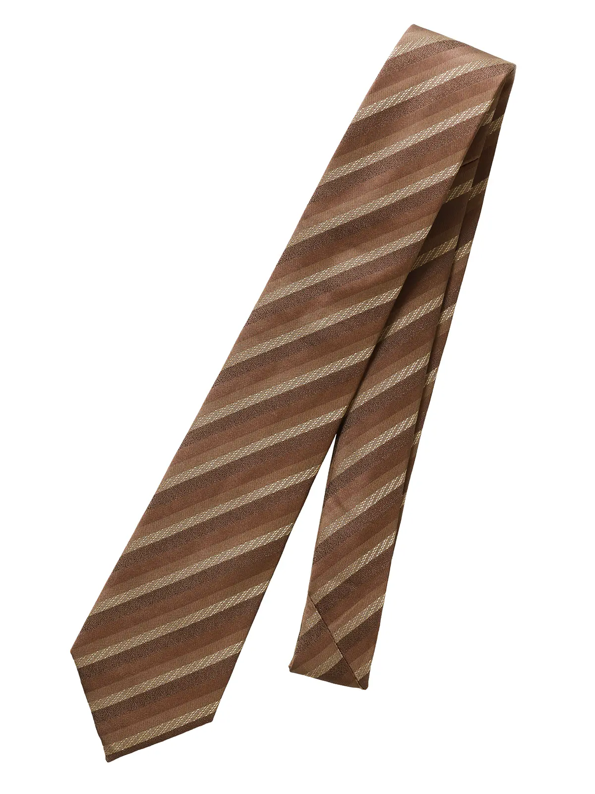 ネクタイ／シルクポリエステル／ストライプ ブラウン 0