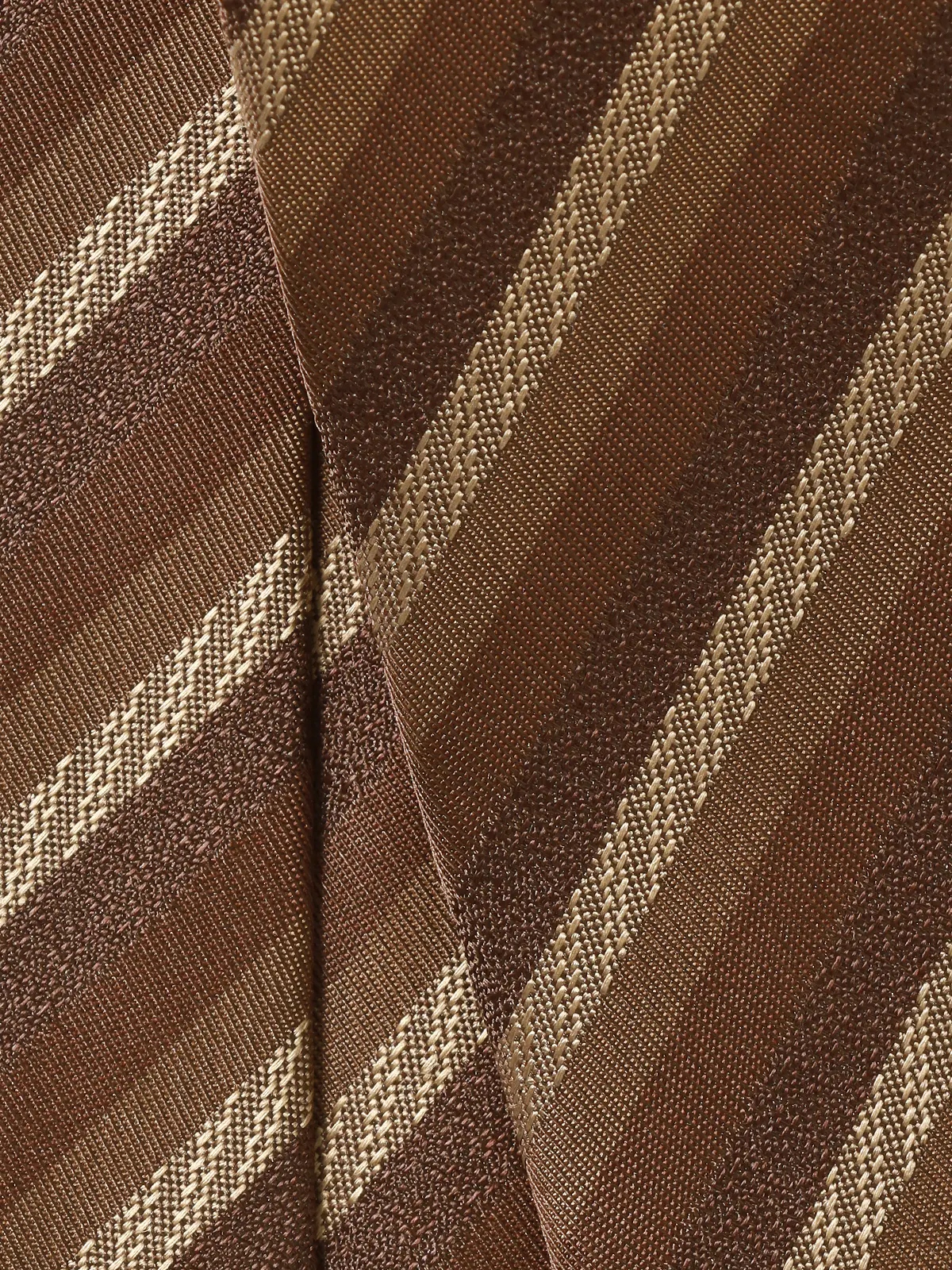 ネクタイ／シルクポリエステル／ストライプ ブラウン 0