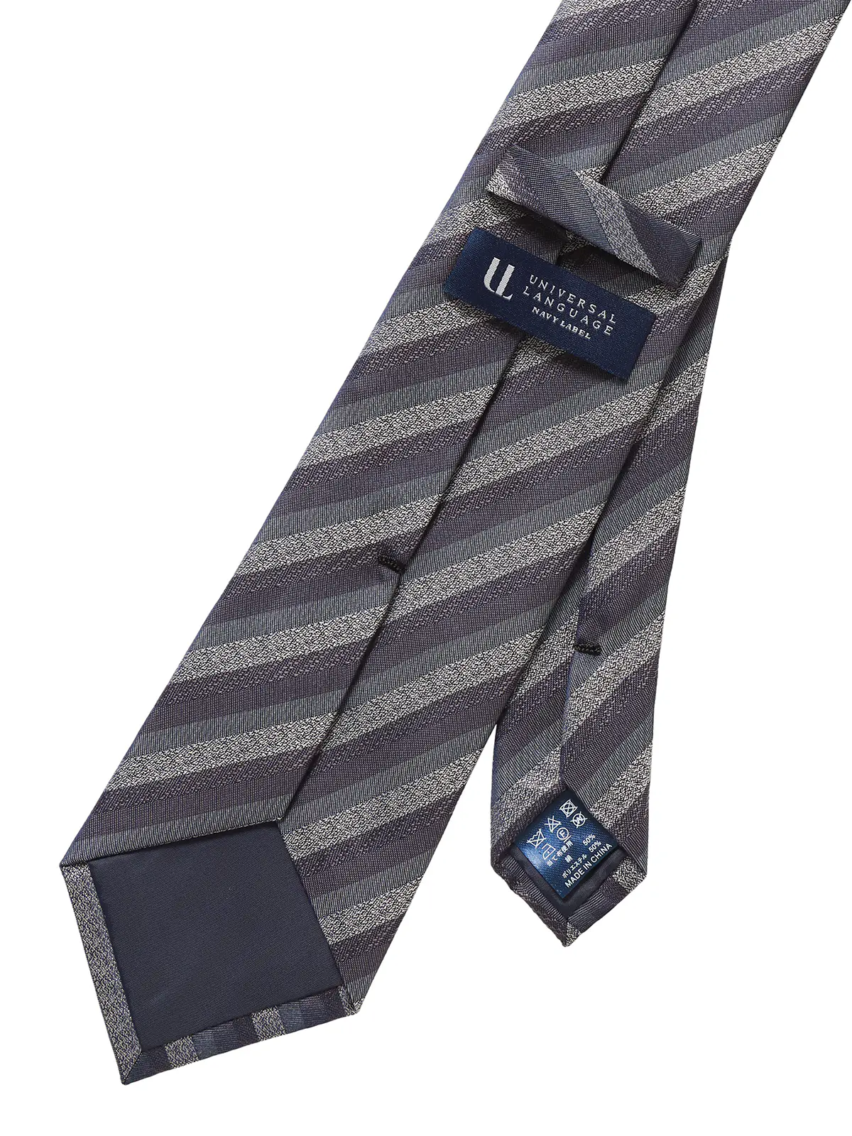 ネクタイ／シルクポリエステル／ストライプ グレー 0