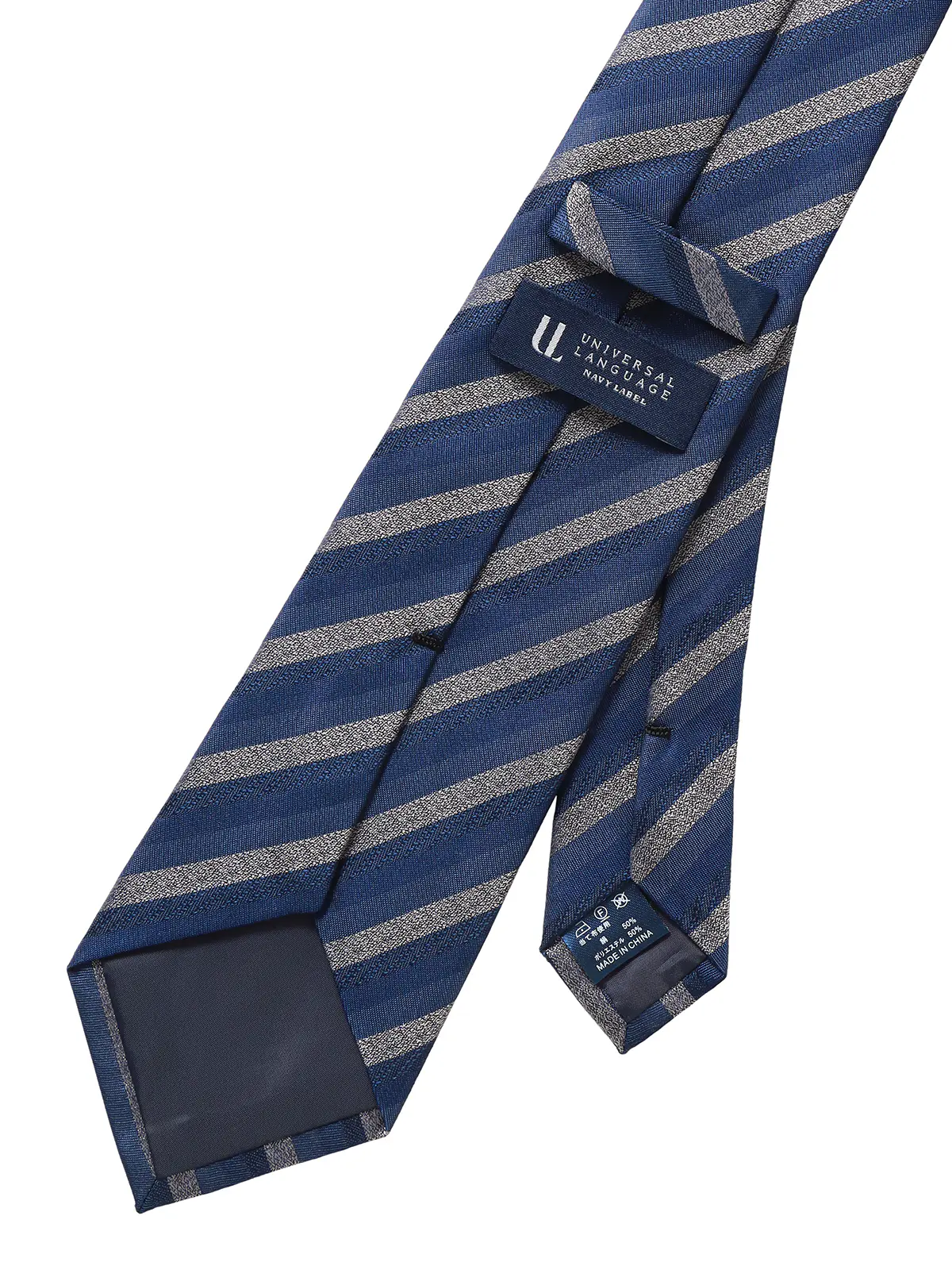 ネクタイ／シルクポリエステル／ストライプ ネイビー 0