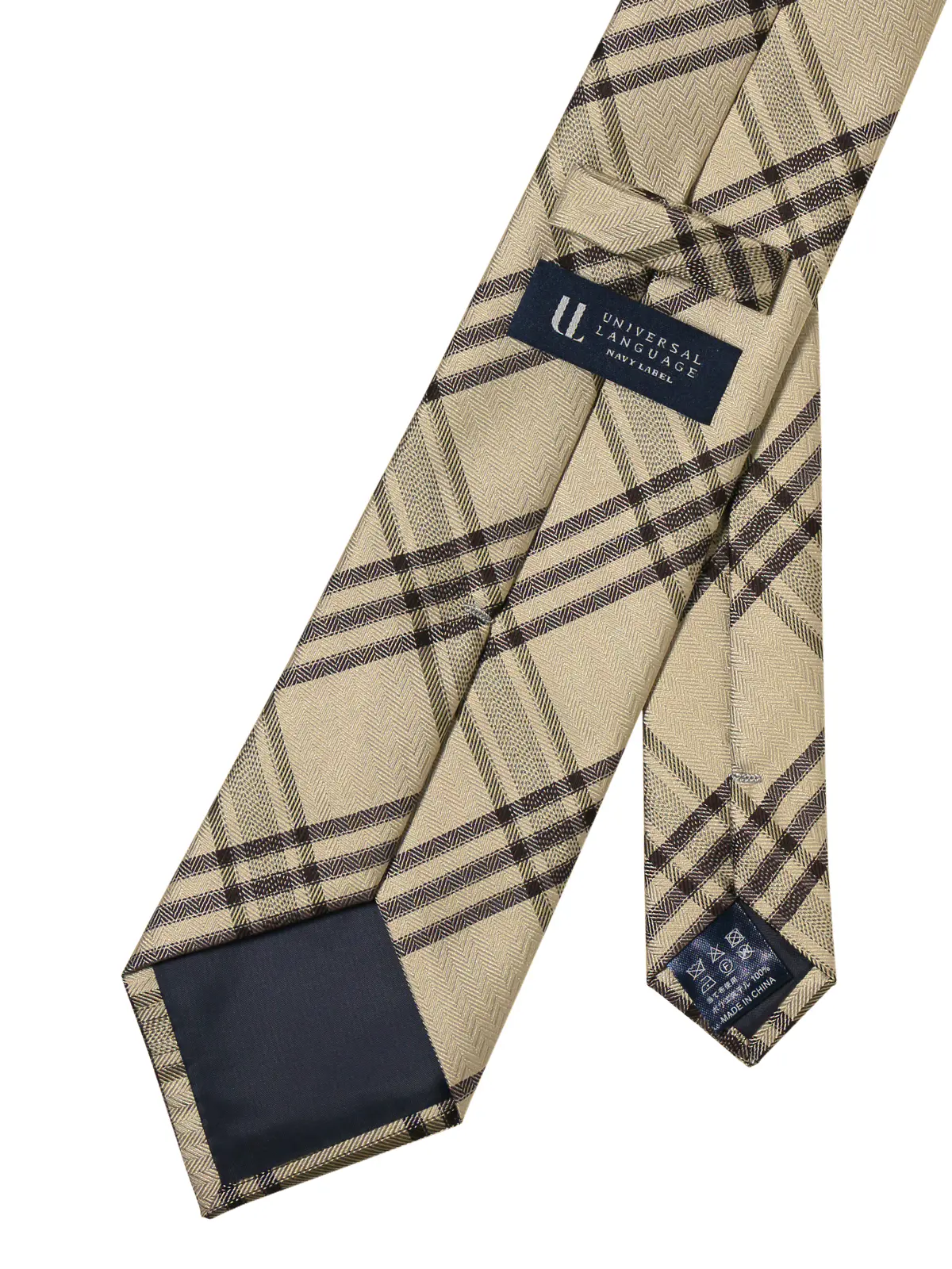 ネクタイ／ポリエステル／チェック イエロー 0