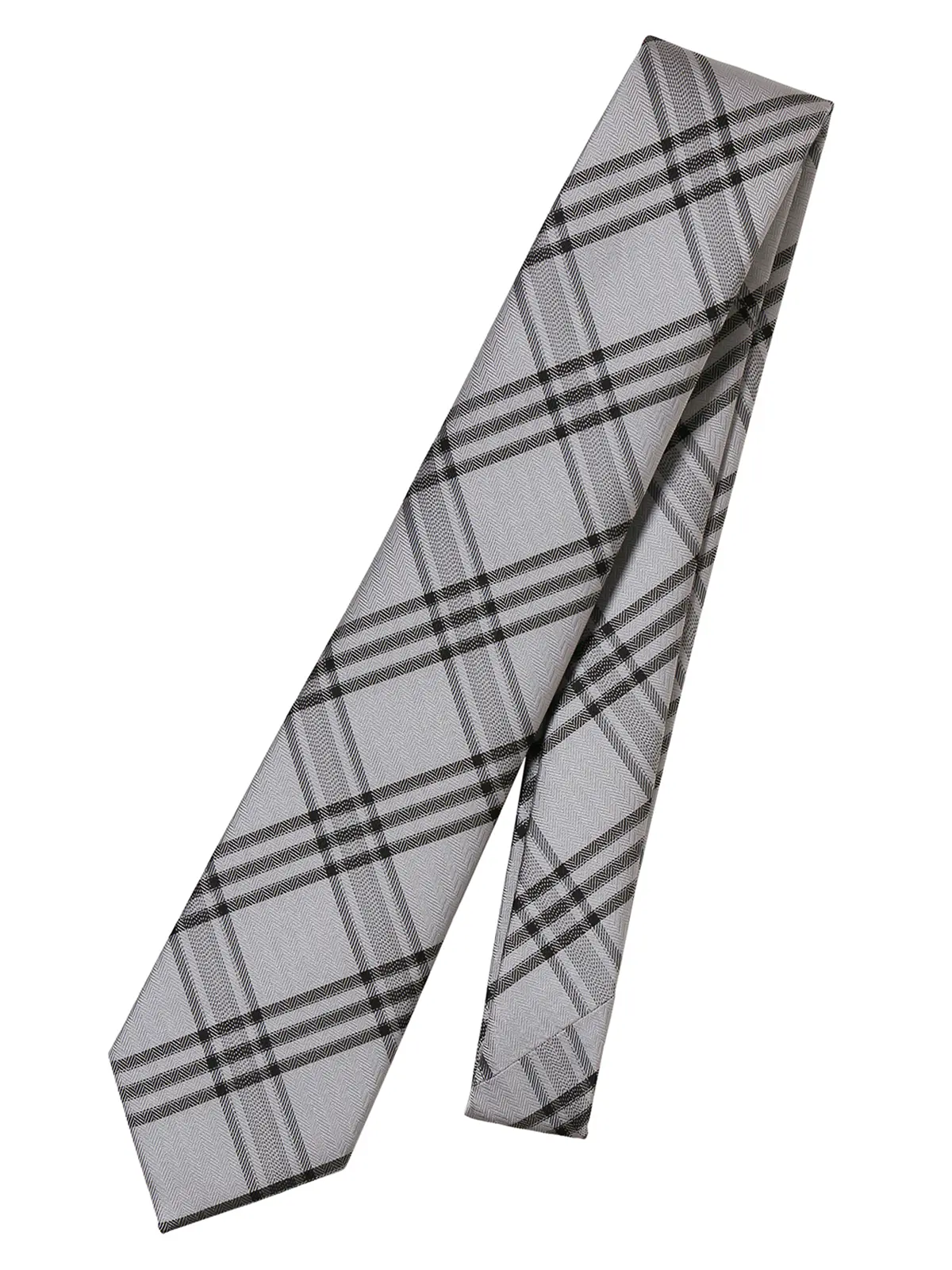 ネクタイ／ポリエステル／チェック ライトグレー 0